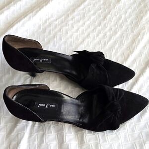 Paul Green Elegant Women's Black Suede Leather Kitten Heels Timeless Minimalist